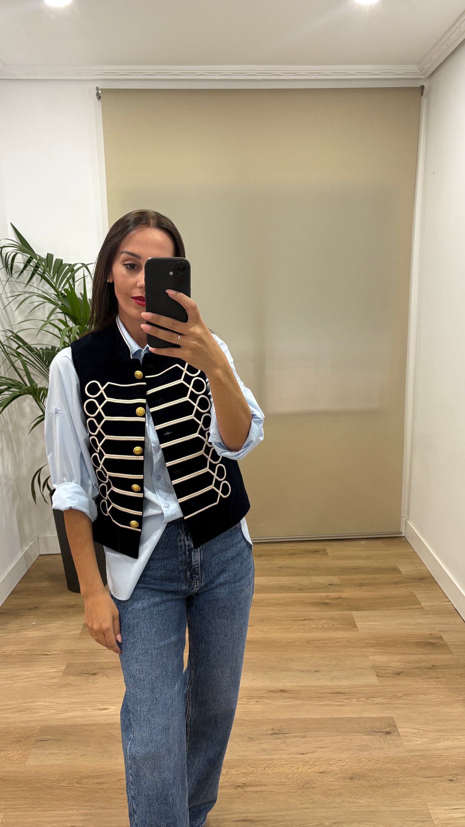 Camisas | Chaleco Gala-terciopelo-marino | Tu Estilo en Rosa