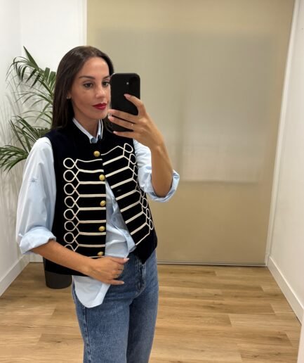 Camisas | Chaleco Gala-terciopelo-marino | Tu Estilo en Rosa