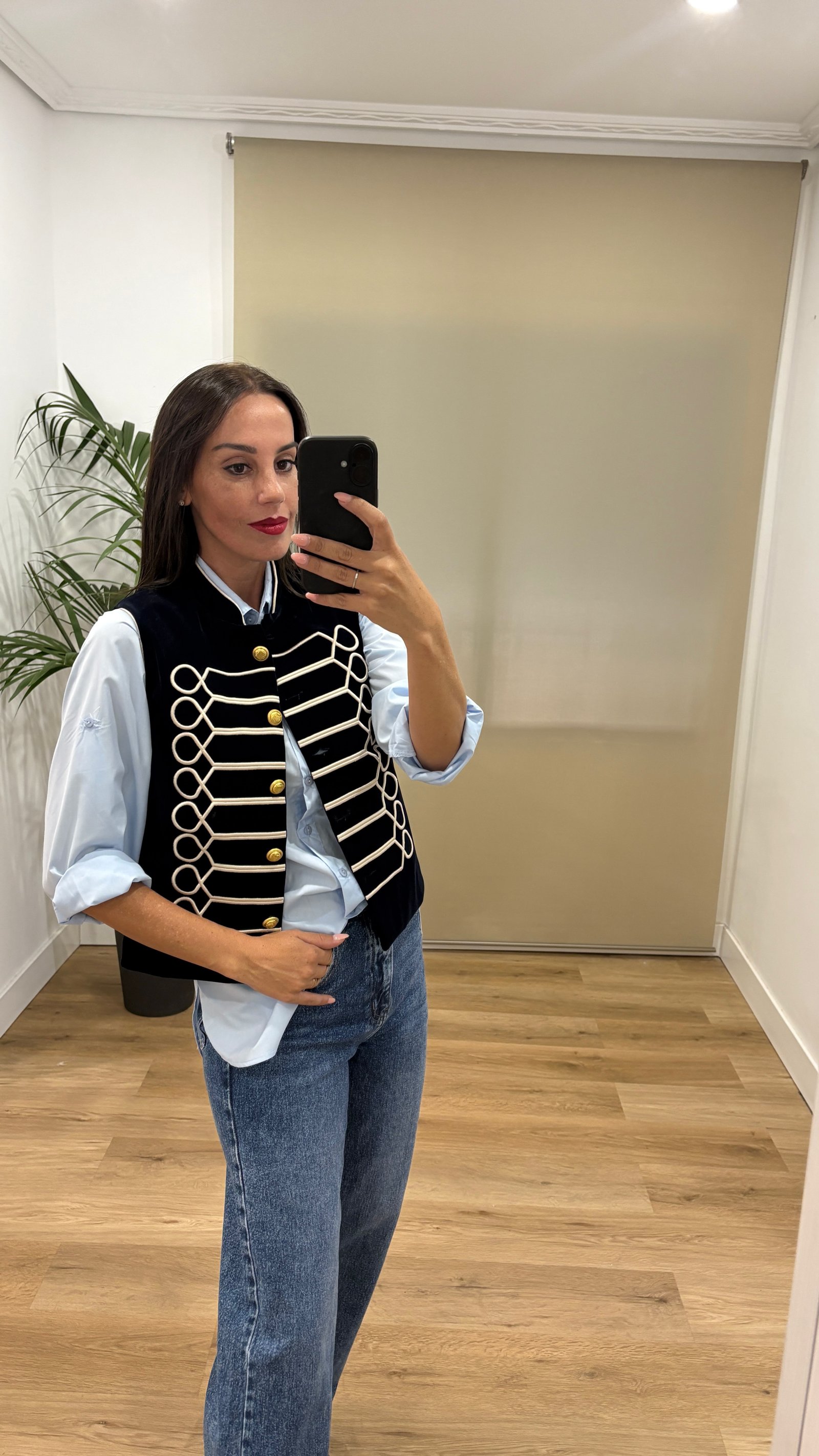 Camisas | Chaleco Gala-terciopelo-marino | Tu Estilo en Rosa