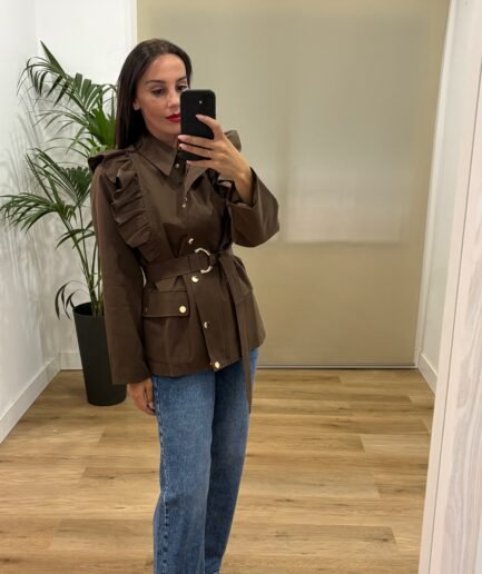 Camisas | Chaqueta Pilar-frontal- marron | Tu Estilo en Rosa