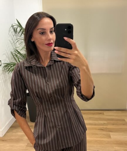 Camisas | Conjunto Rayado -marron | Tu Estilo en Rosa