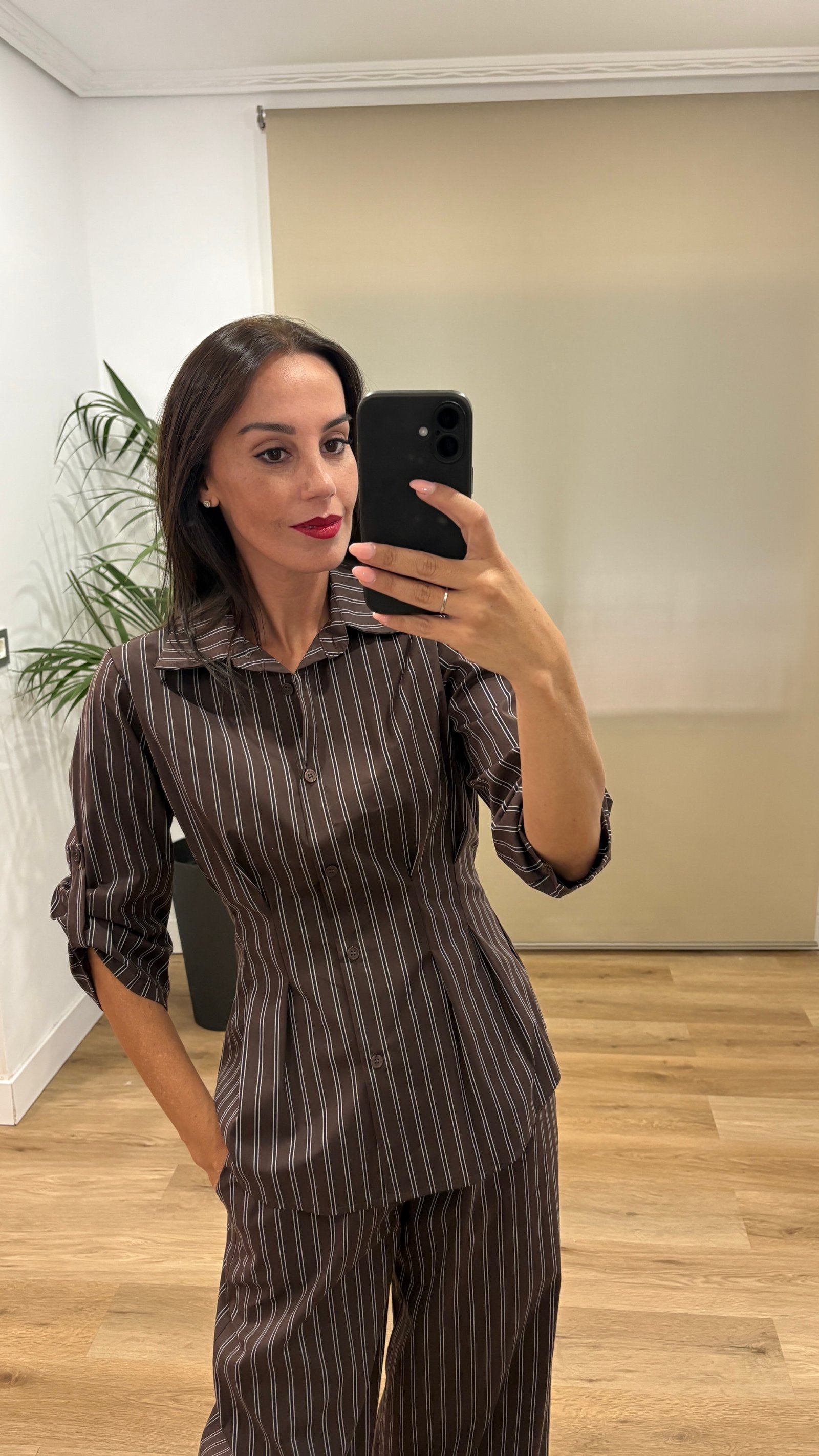 Conjunto Rayado -marron Camisas | Conjunto Rayado -marron | Tu Estilo en Rosa