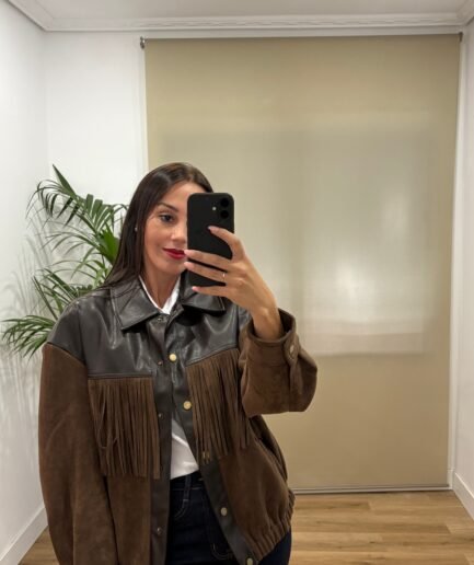 Camisas | Chaqueta Silvia-marrón-flecos | Tu Estilo en Rosa