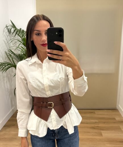 Camisas | Camisa Irene- frontal-volante | Tu Estilo en Rosa