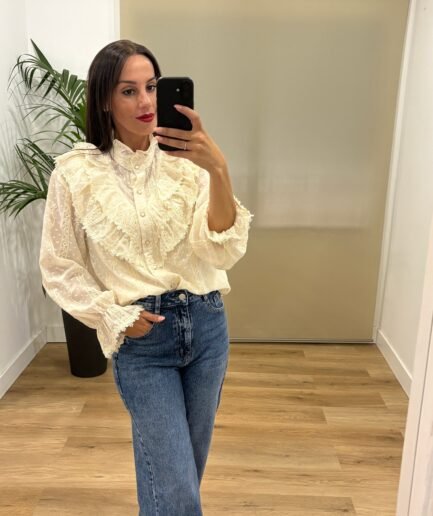 Camisas | Camisa Eli-beige-frontal | Tu Estilo en Rosa