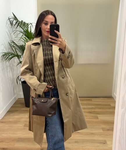 Casual | Chaqueta gabardina Coral-camel | Tu Estilo en Rosa