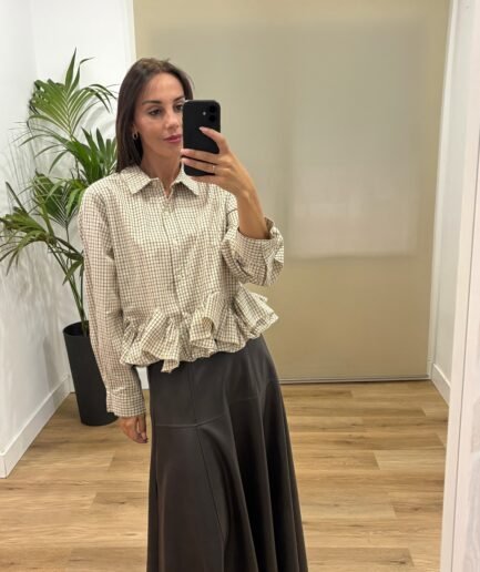 Casual | Falda Rebeca-cuero-marron | Tu Estilo en Rosa