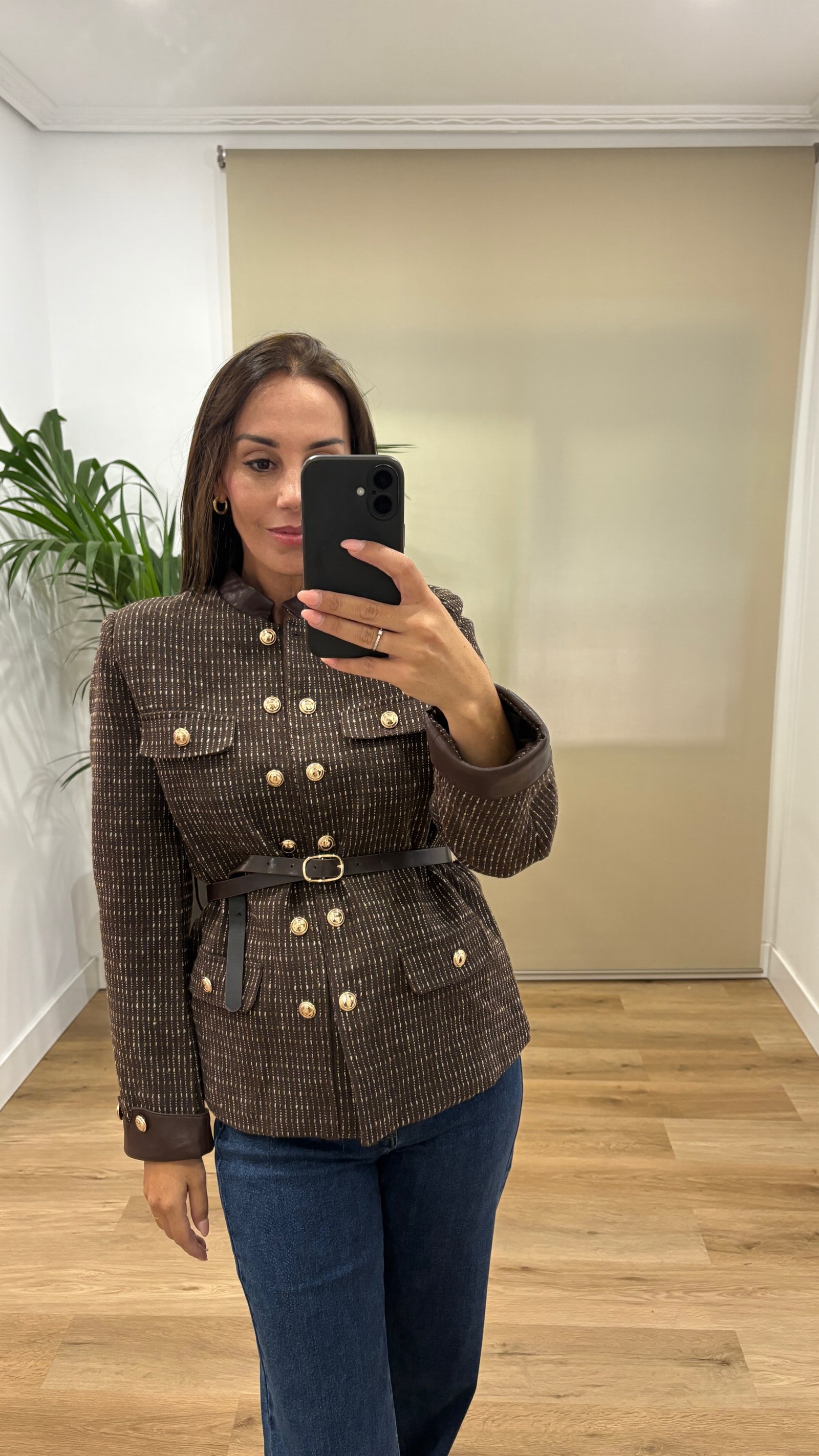 Casual | Chaqueta Alex-frontal-marron | Tu Estilo en Rosa
