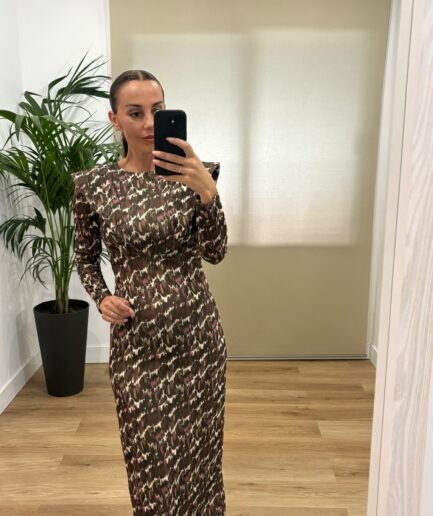 Vestidos | Vestido Vanesa-frontal-marron | Tu Estilo en Rosa