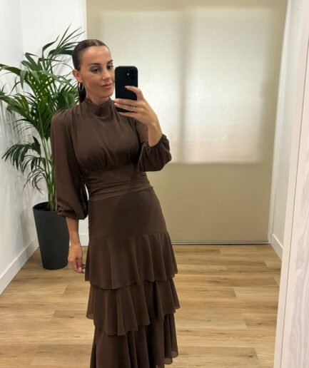 Vestidos | Vestido Tania-frontal-marron | Tu Estilo en Rosa