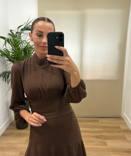 Vestidos | Vestido Tania-volantes-marron | Tu Estilo en Rosa