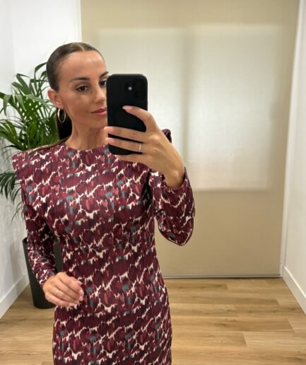 Vestidos | Vestido Vanesa-frontal-granate | Tu Estilo en Rosa