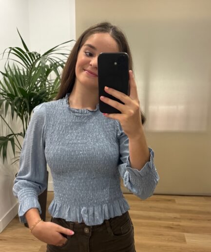 Camisa Estrella-frontal-celeste | modo, casual, complementos, fiesta, tienda de moda, estilo | Tu Estilo en Rosa