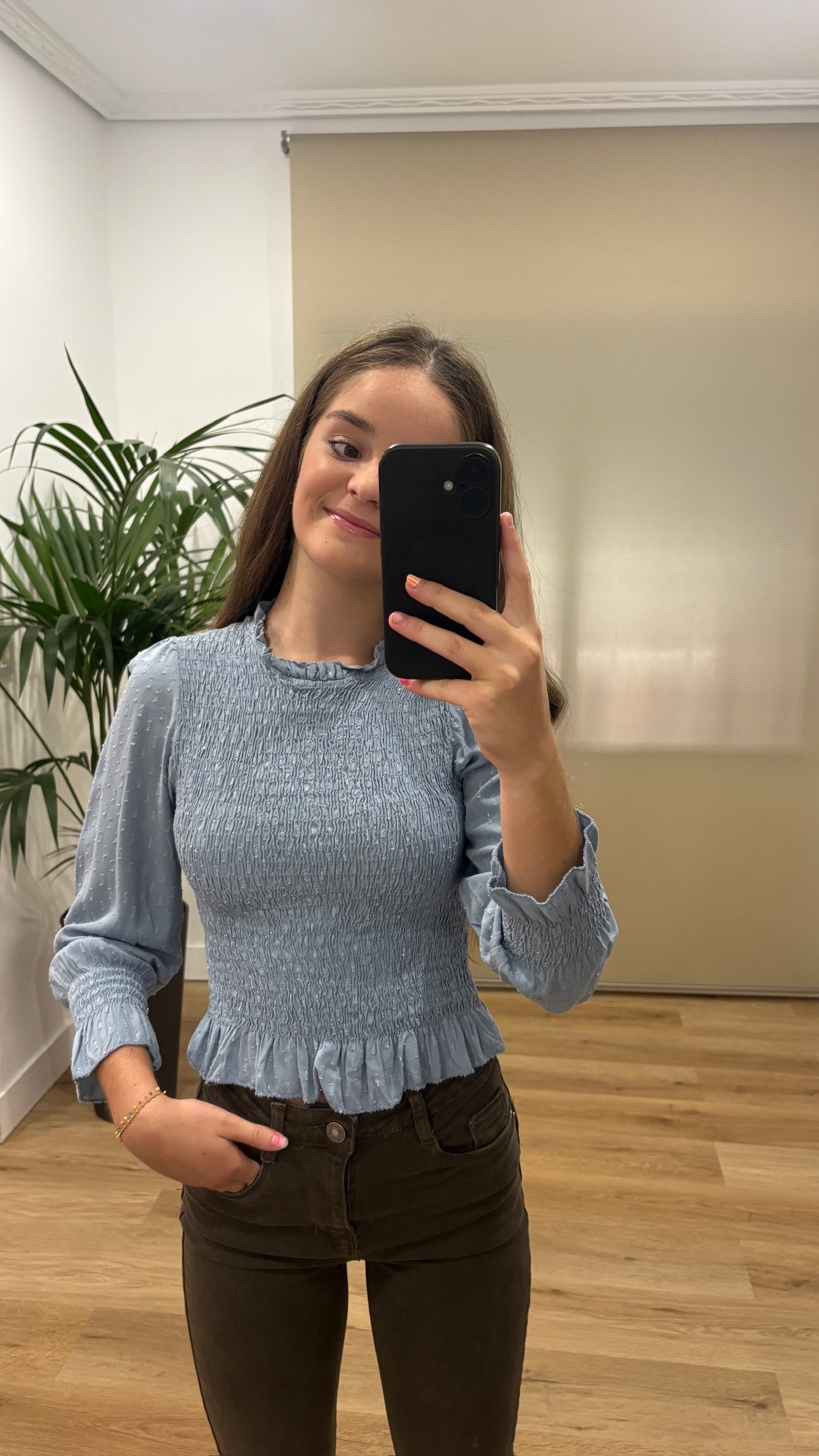 Camisa Estrella-frontal-celeste | modo, casual, complementos, fiesta, tienda de moda, estilo | Tu Estilo en Rosa