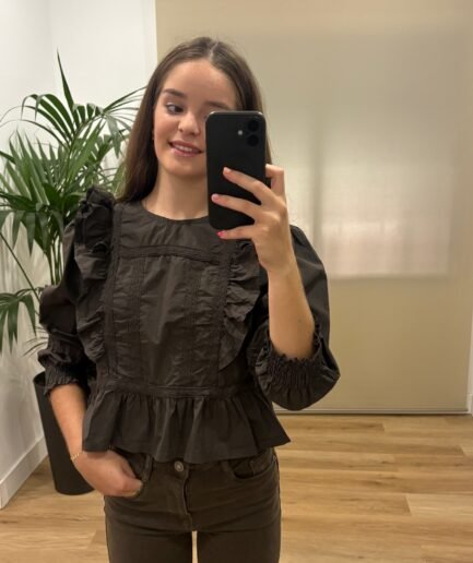 Camisetas | Camisa Natalia-frontal-marron | Tu Estilo en Rosa