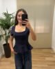 Camisetas | Camiseta Roser-frontal-azul | Tu Estilo en Rosa